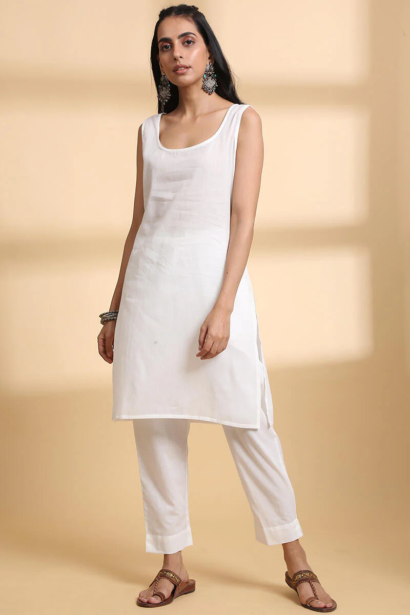 Roza Off-White Cotton Mul Slip - Image 2