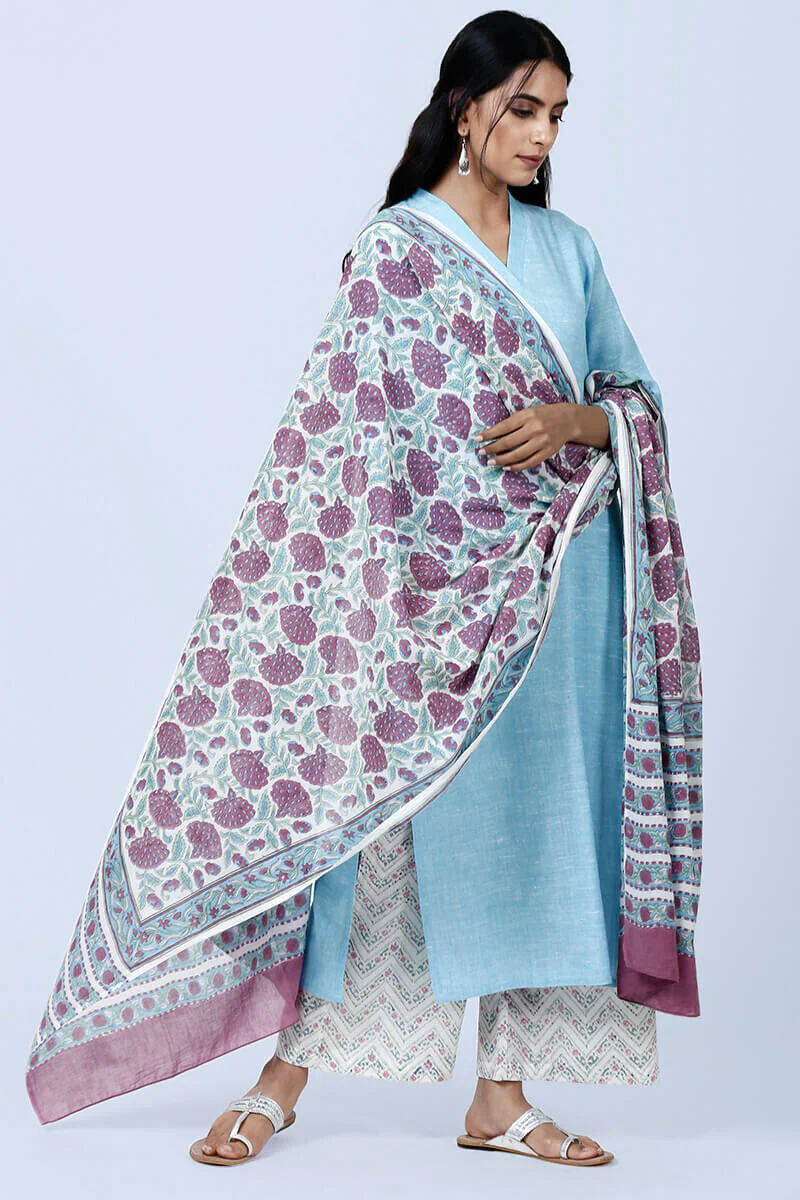 Roza Phul Baagh Purple Dupatta - Image 3