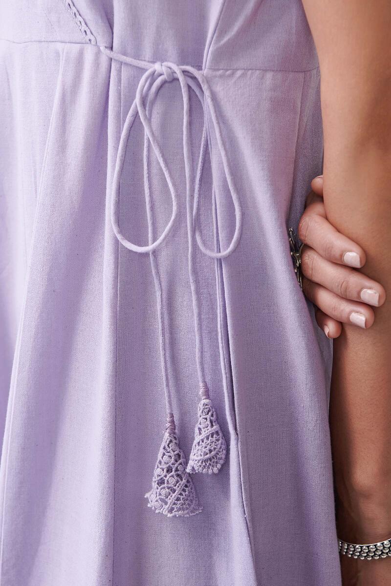 Roza Sabia Lilac Handloom Dress - Image 4