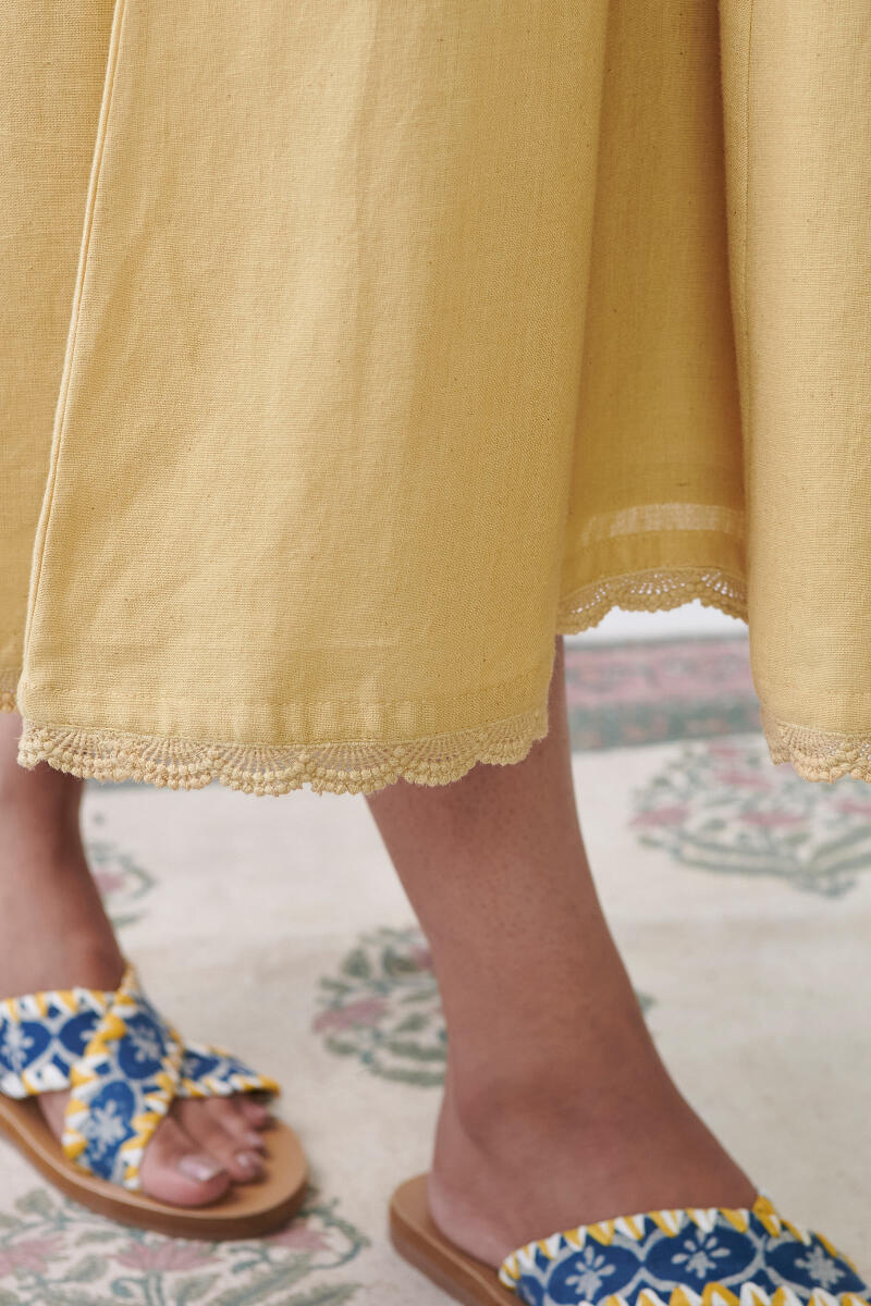 Roza Sabia Yellow Handloom Dress - Image 7