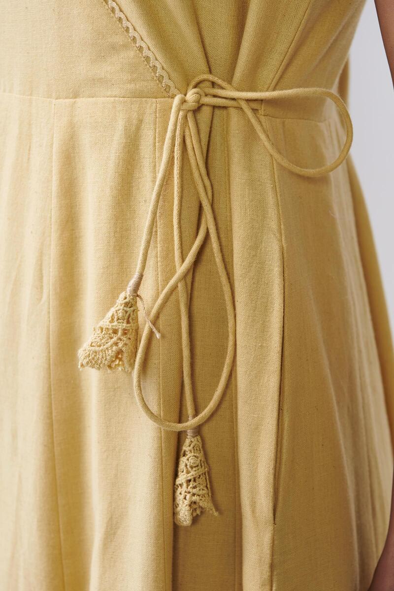 Roza Sabia Yellow Handloom Dress - Image 5