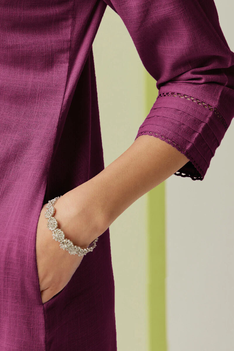 Roza Sahira Wine Kurta - Image 5