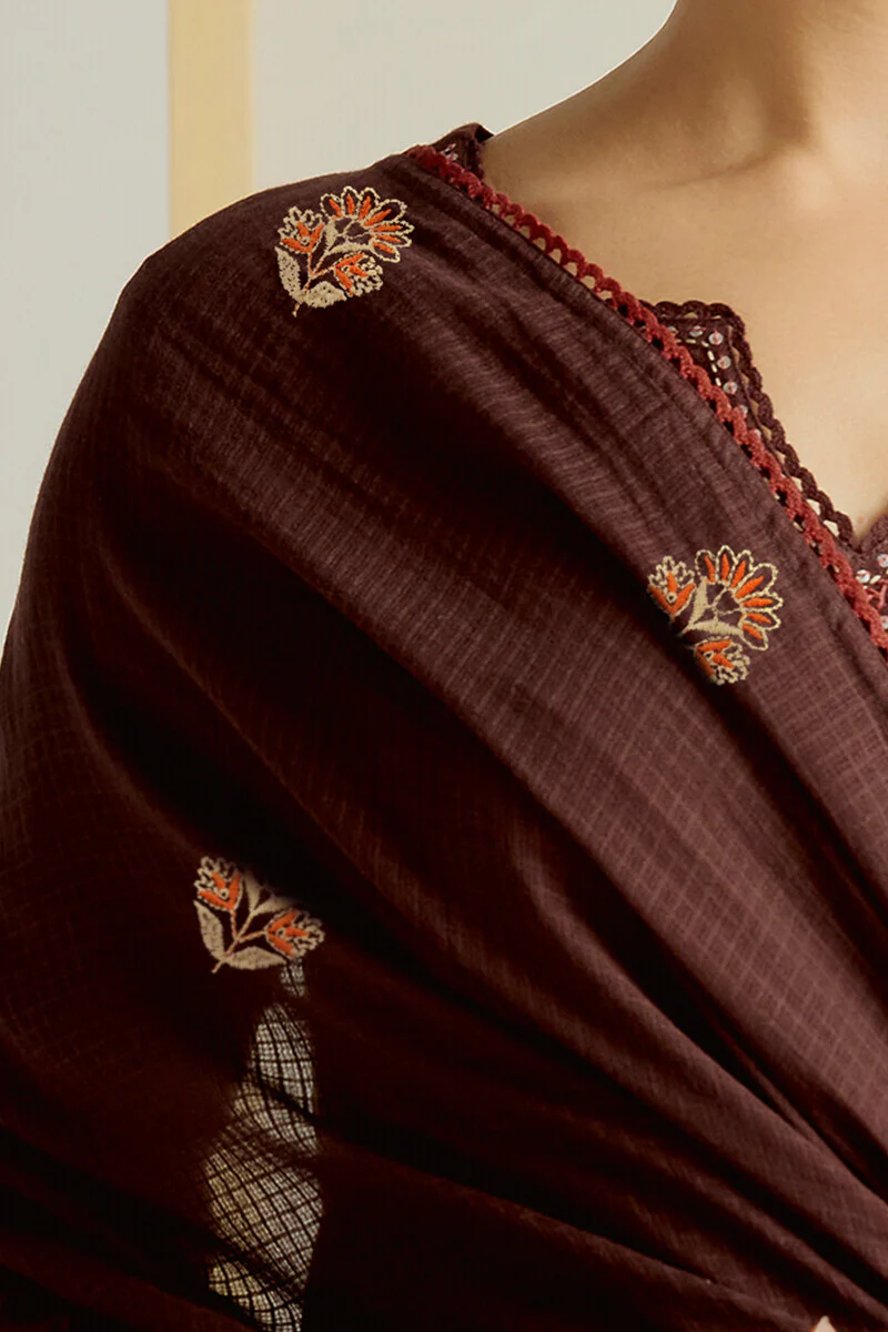 Roza Seerat Brown Dupatta - Image 2