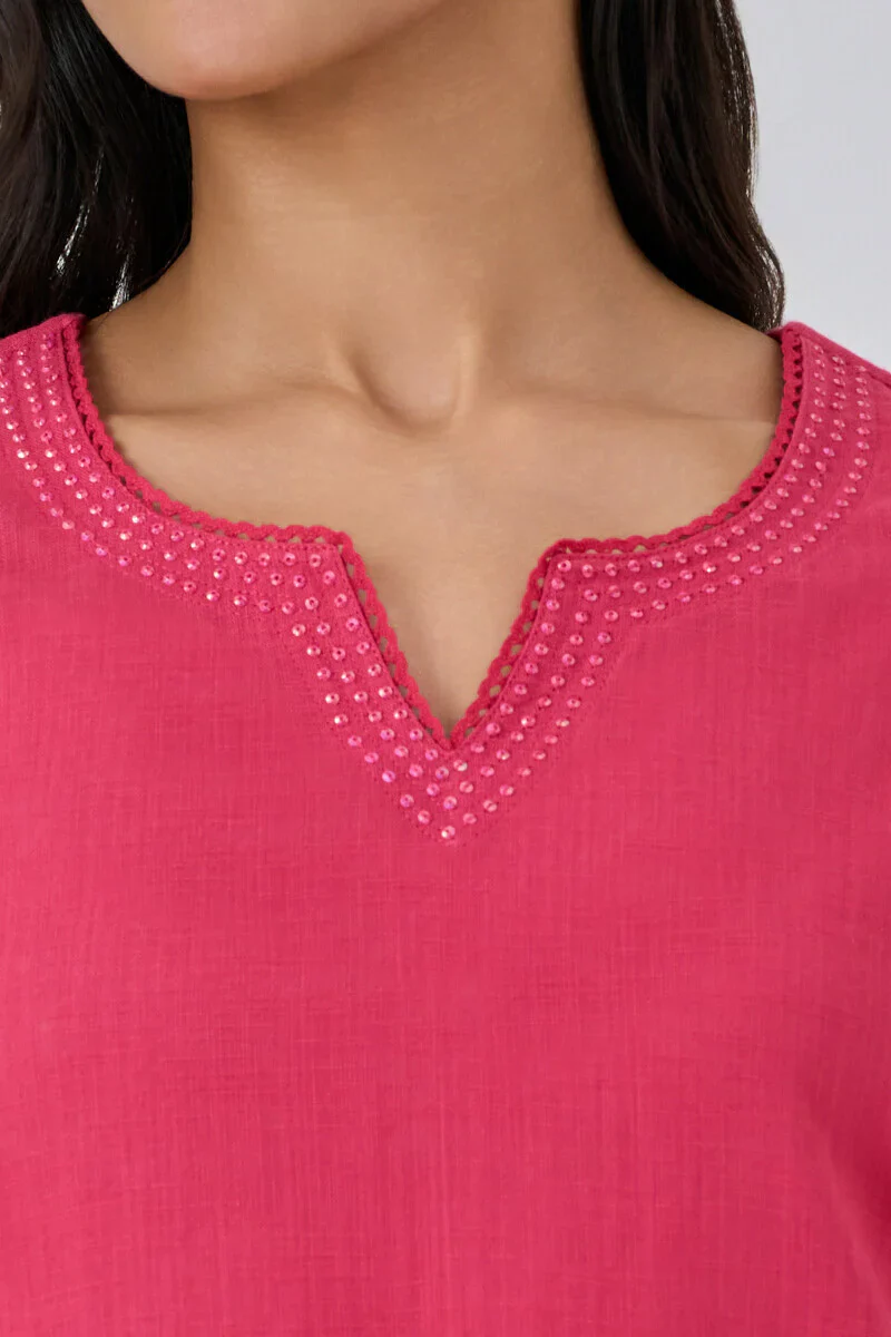 Surplus: Roza Seerat Fuchsia Kurta - Image 4