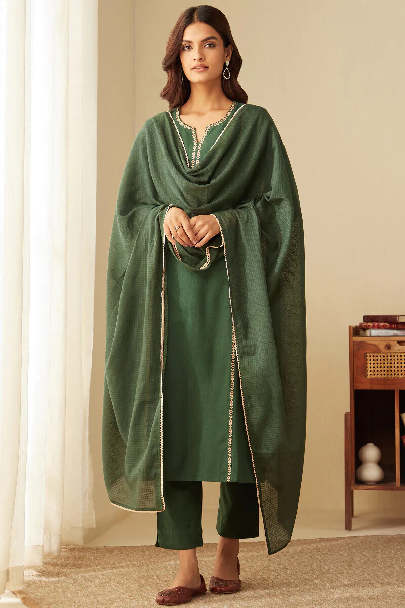 Roza Seerat Green Narrow Pants - Image 3
