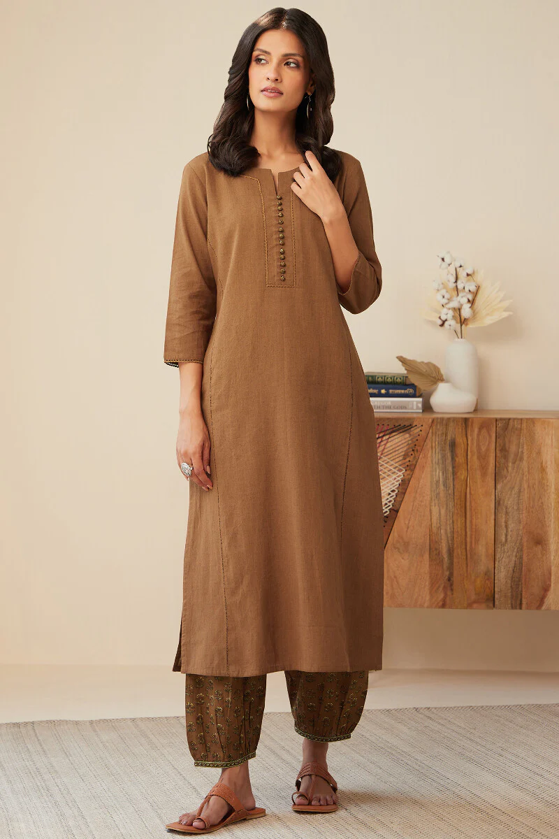 Roza Seher Brown Kurta - Image 2