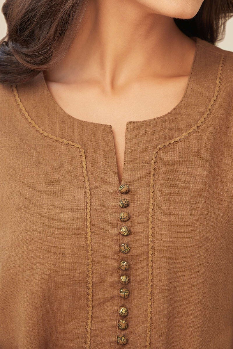 Roza Seher Brown Kurta - Image 5