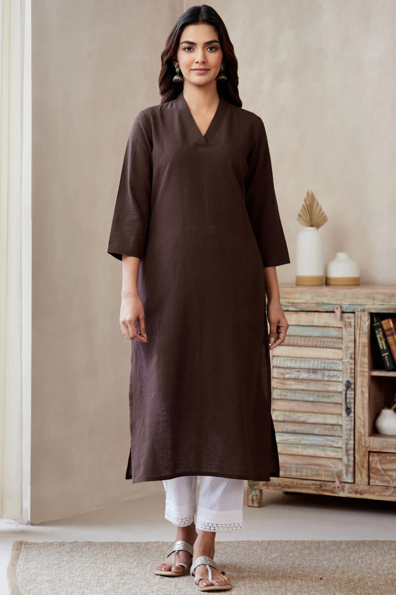 Roza Seher Brown Kurta - Image 2