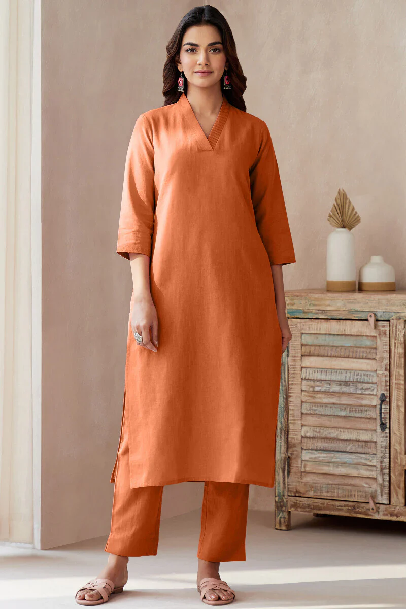Roza Seher Burnt Orange Kurta - Image 2