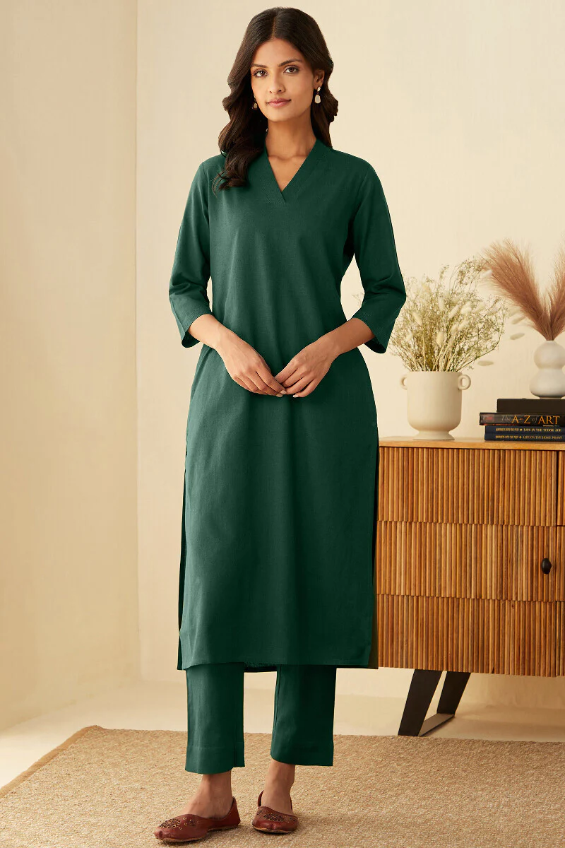 Roza Seher Emerald Green Kurta - Image 2