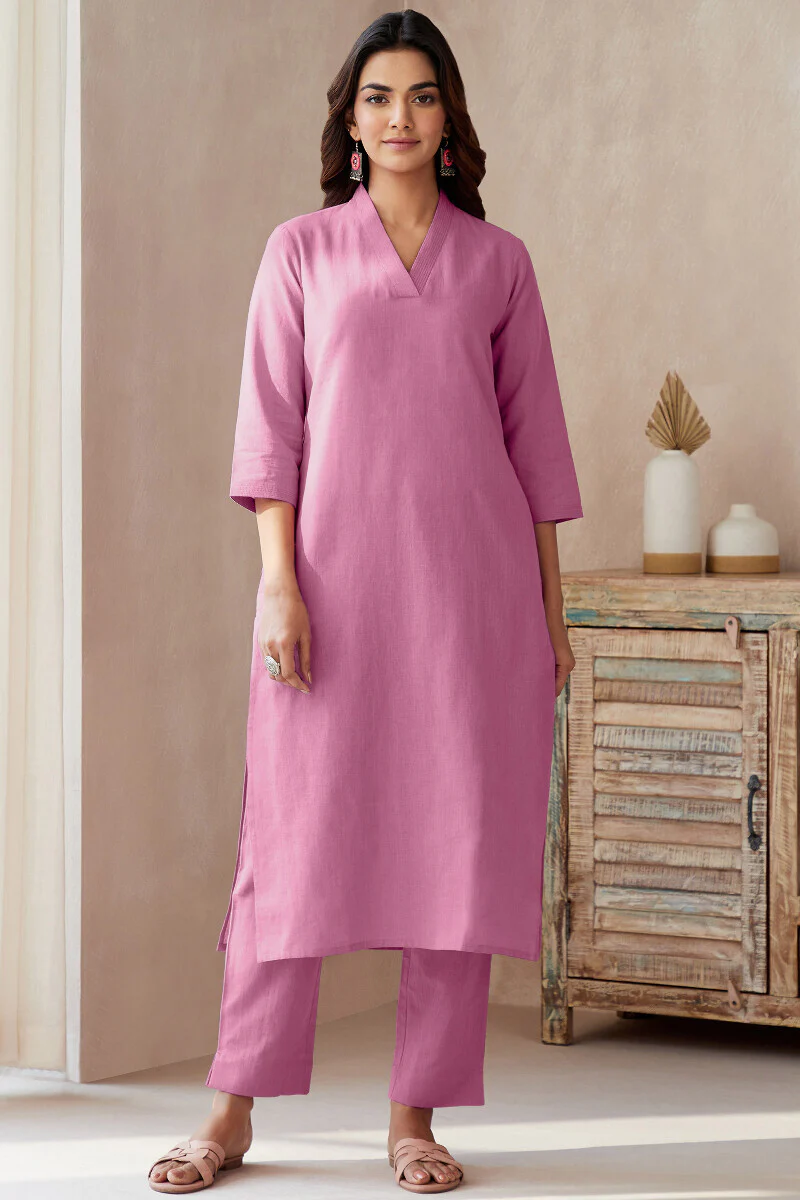 Roza Seher Flamingo Pink Kurta - Image 2