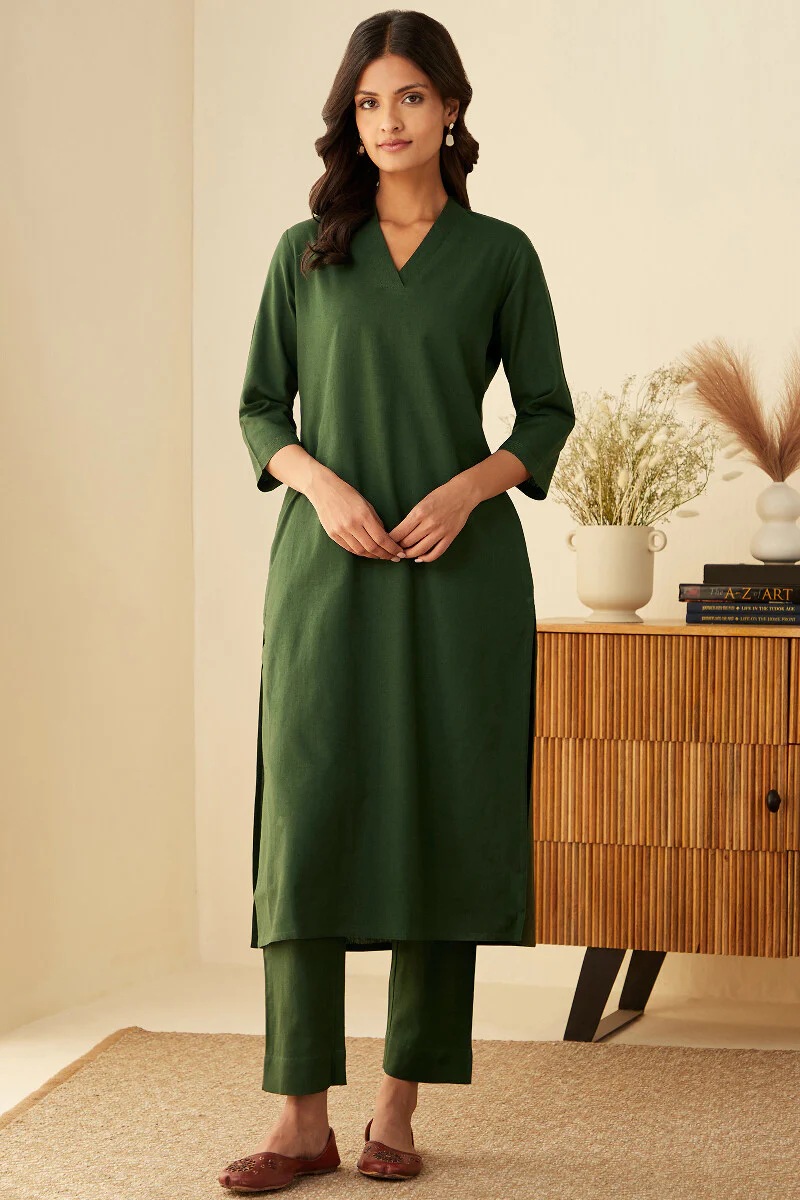 Roza Seher Green Narrow Pants - Image 3