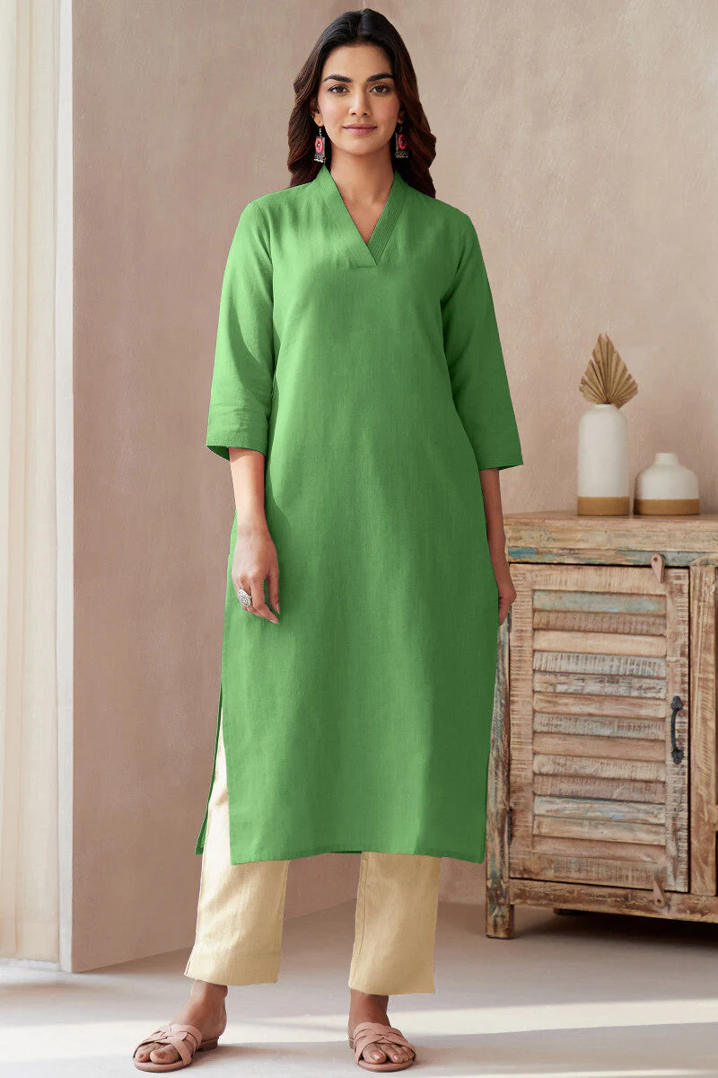 Roza Seher Leaf Green Kurta - Image 2