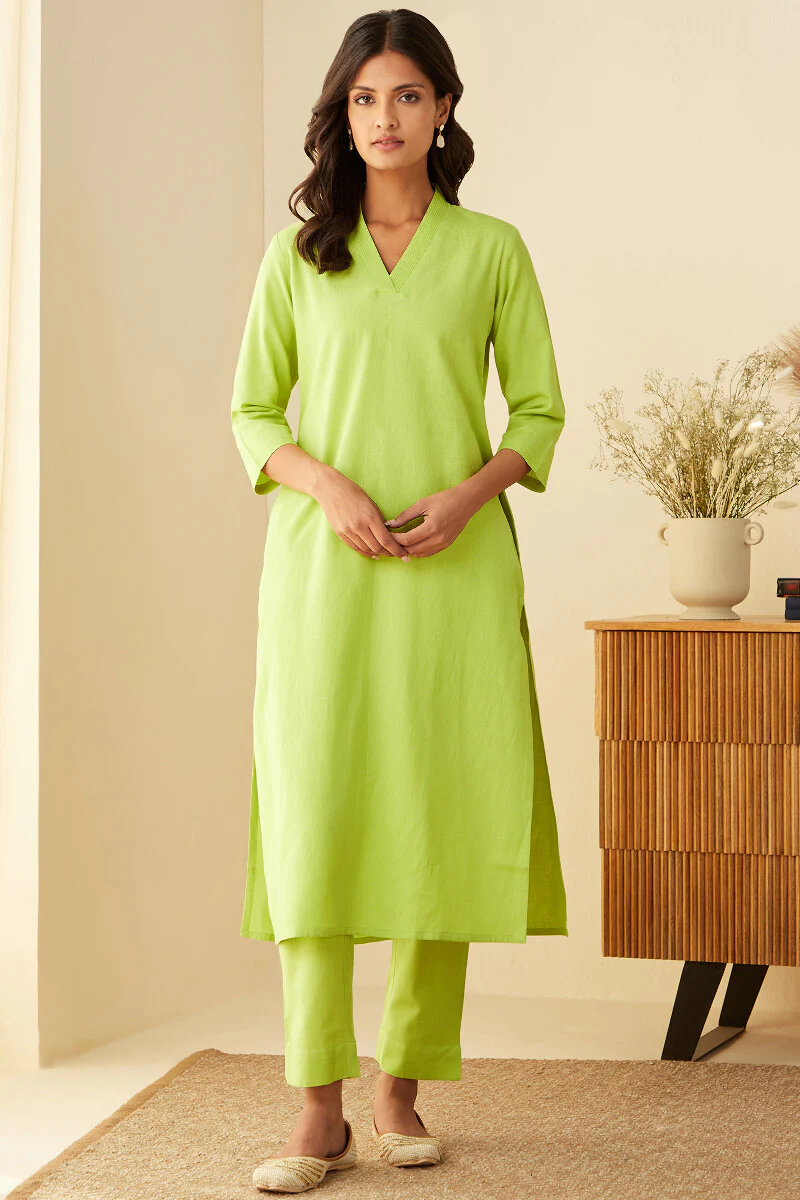 Roza Seher Lime Green Narrow Pants - Image 3