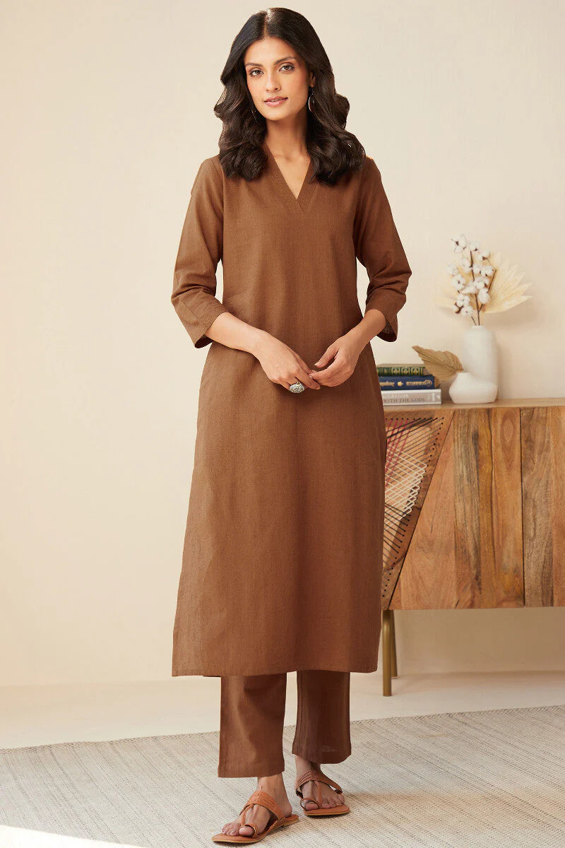 Roza Seher Rust Orange Kurta - Image 2