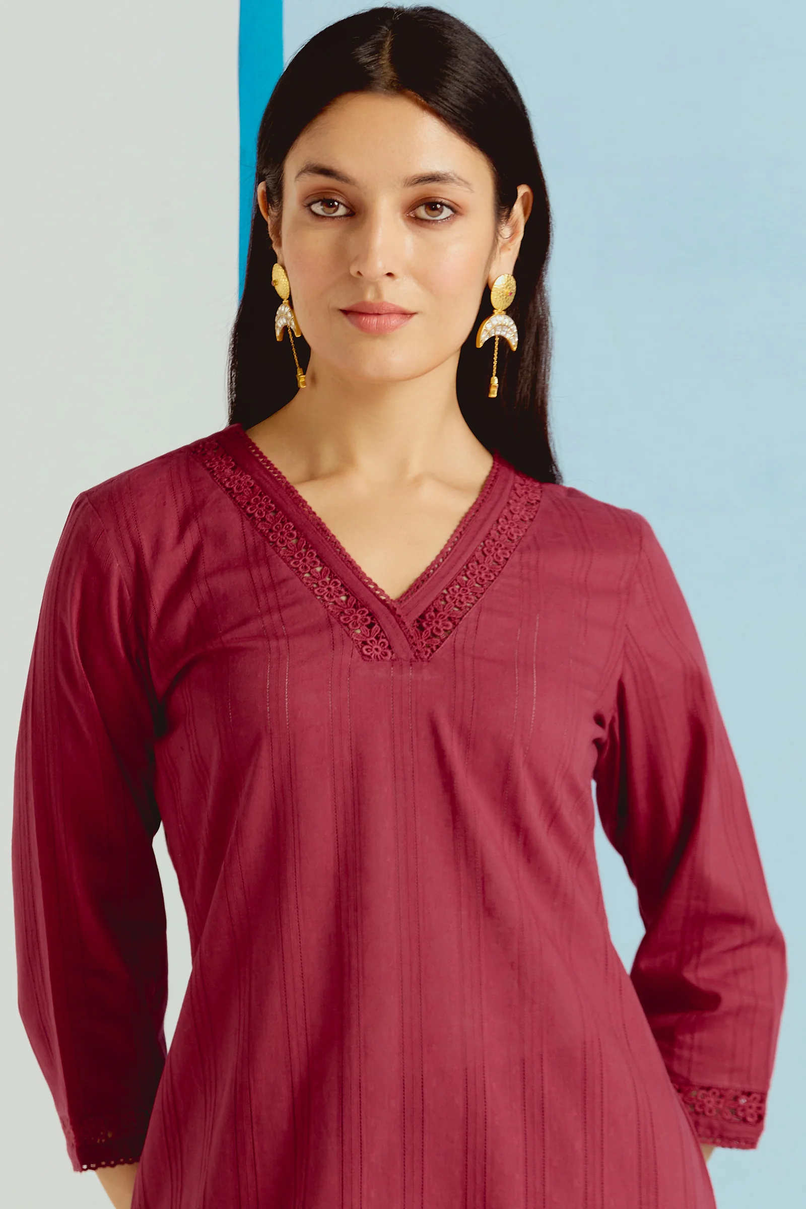 Roza Sehr Brick Red Kurta - Image 6