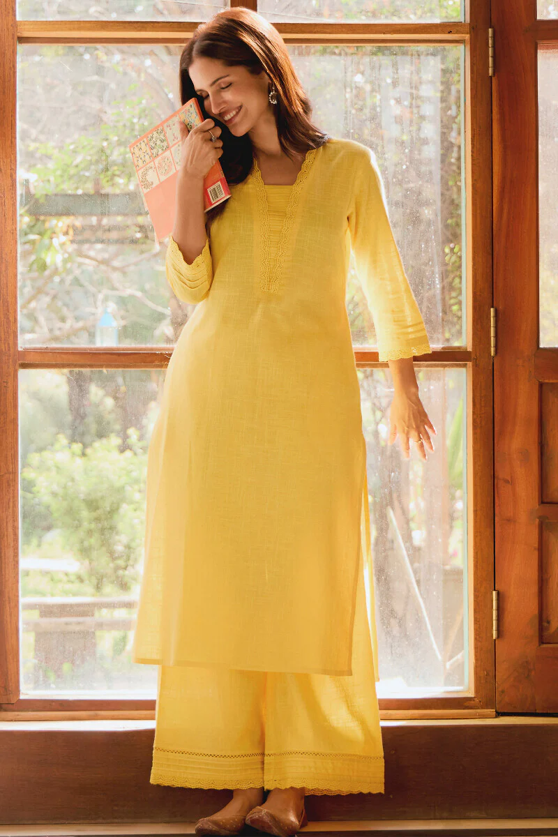 Roza Sehreen Lemon Yellow Kurta - Image 4