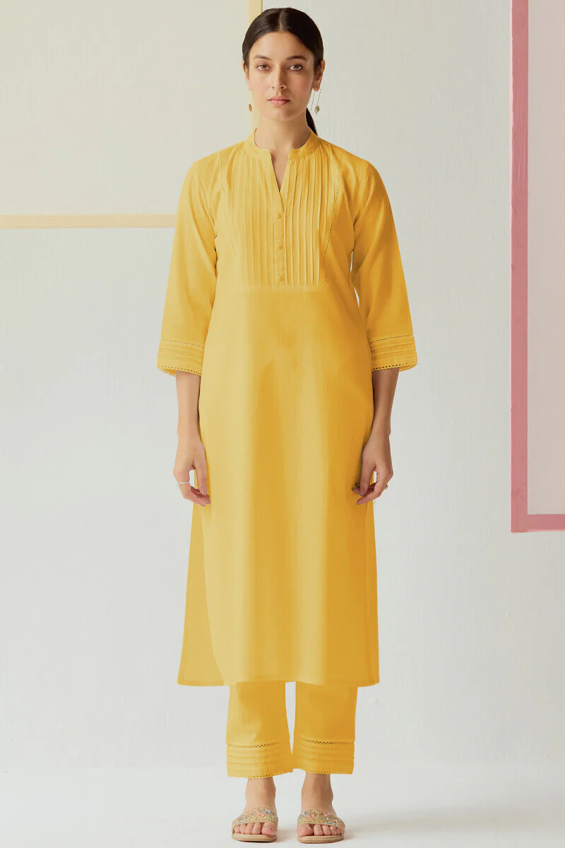 Roza Sehreen Lemon Yellow Narrow Pants - Image 3