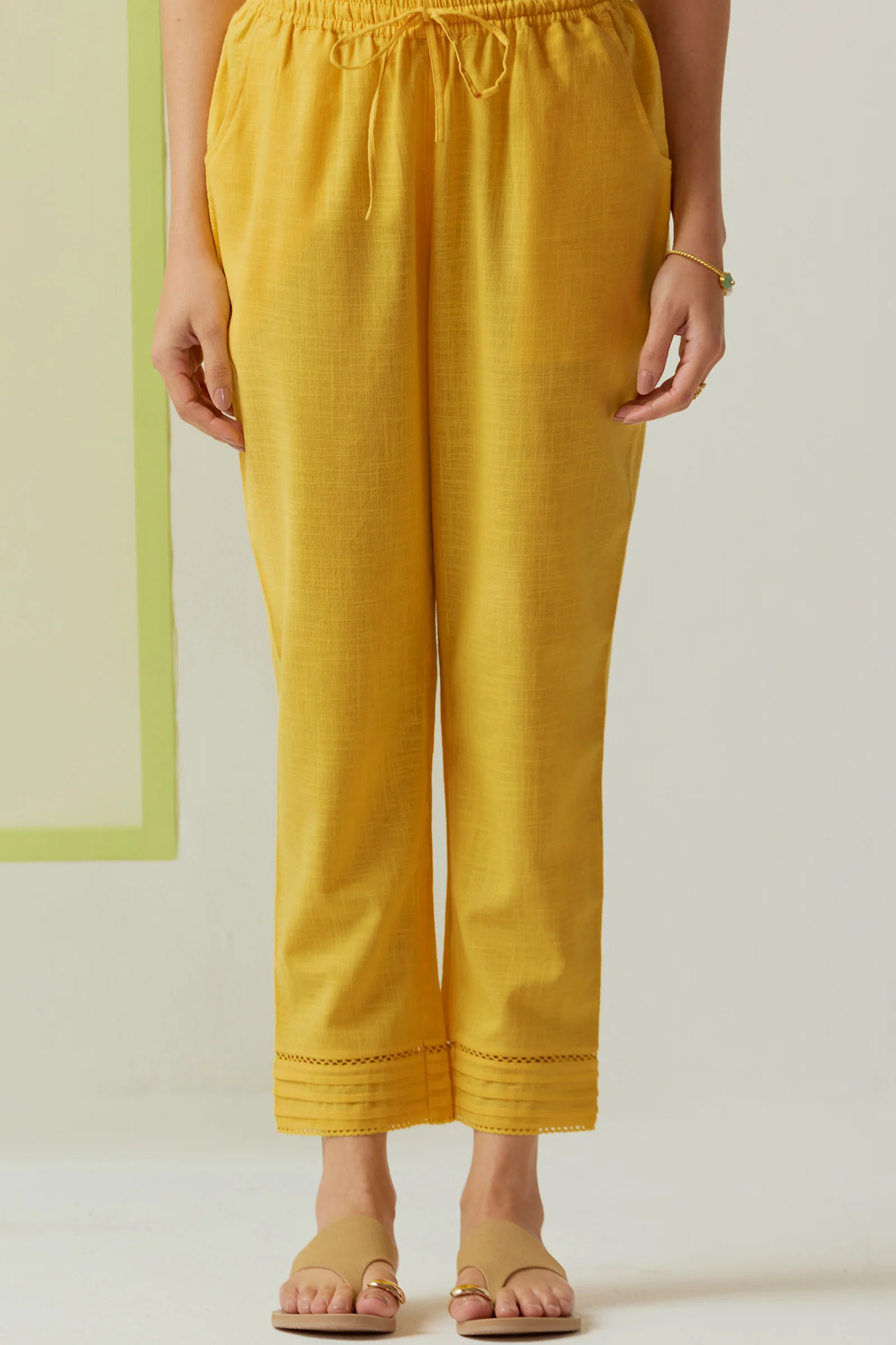 Roza Sehreen Mustard Narrow Pants