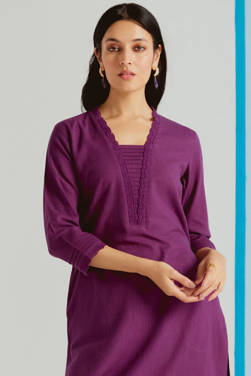 Roza Sehreen Wine Kurta - Image 5