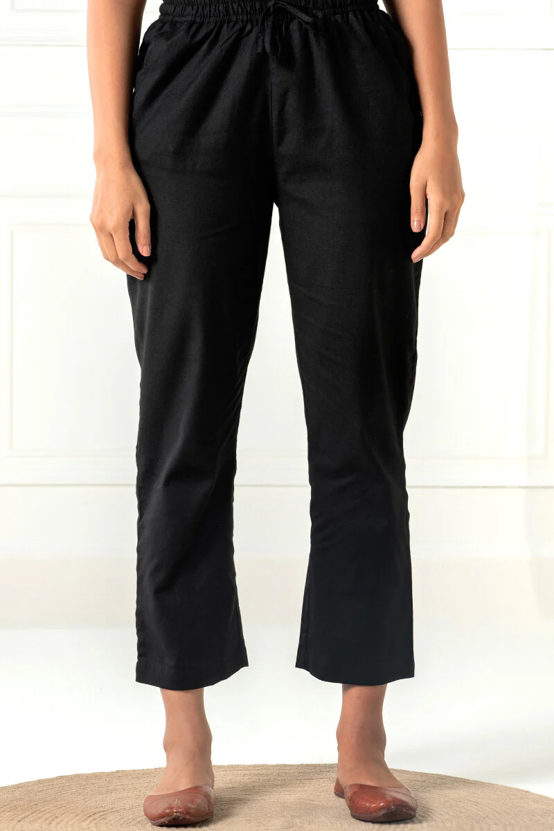 Roza Siya Black Cotton Pants