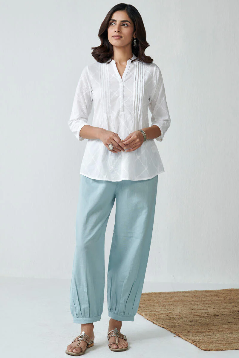 Roza Sky Blue Flex Cotton Izhaar Pants - Image 3