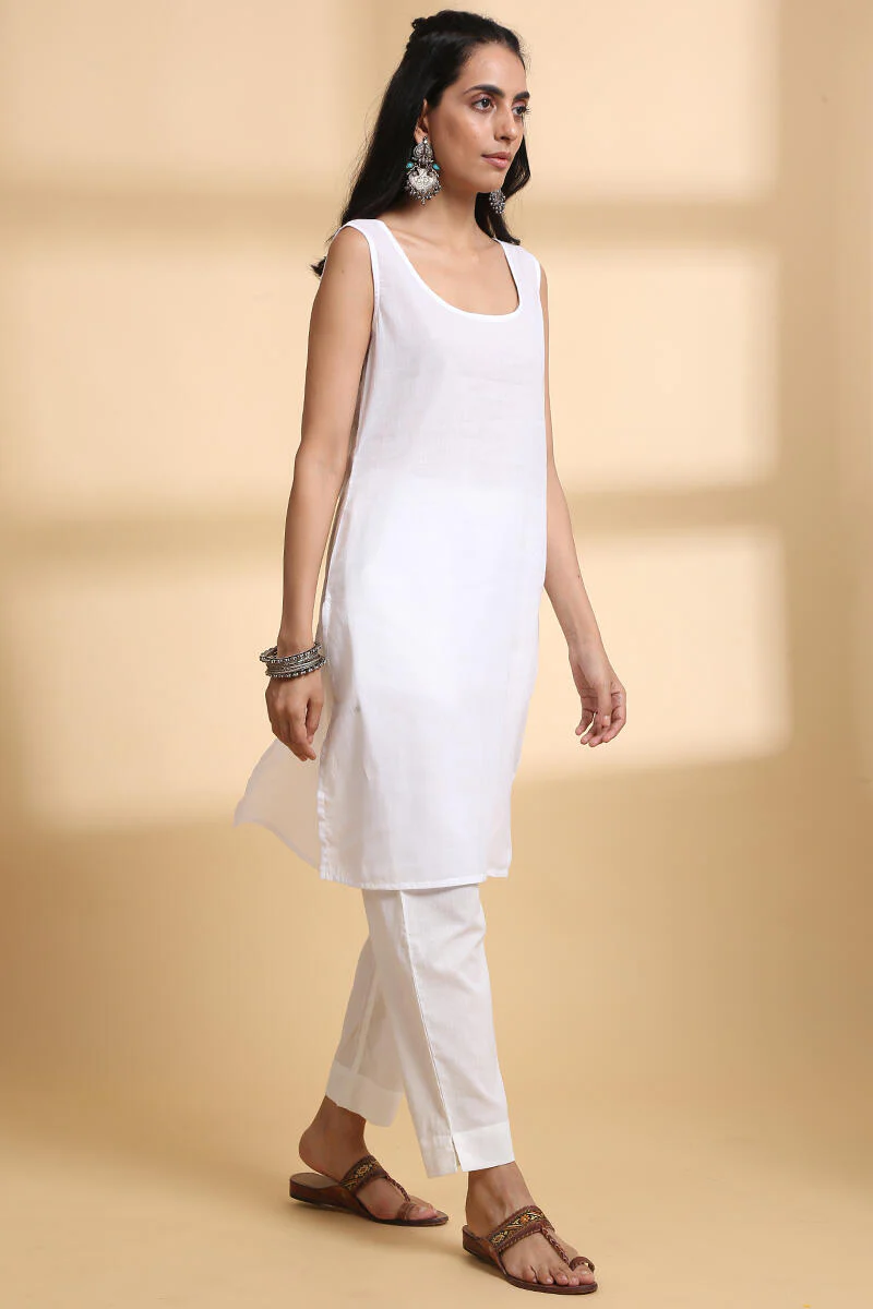 Roza White Cotton Mul Slip - Image 2