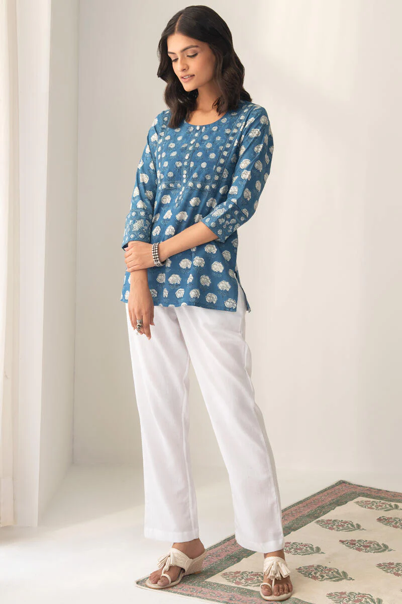 Roza White Flax Cotton Pants - Image 3
