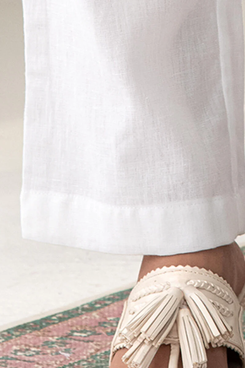 Roza White Flax Cotton Pants - Image 4