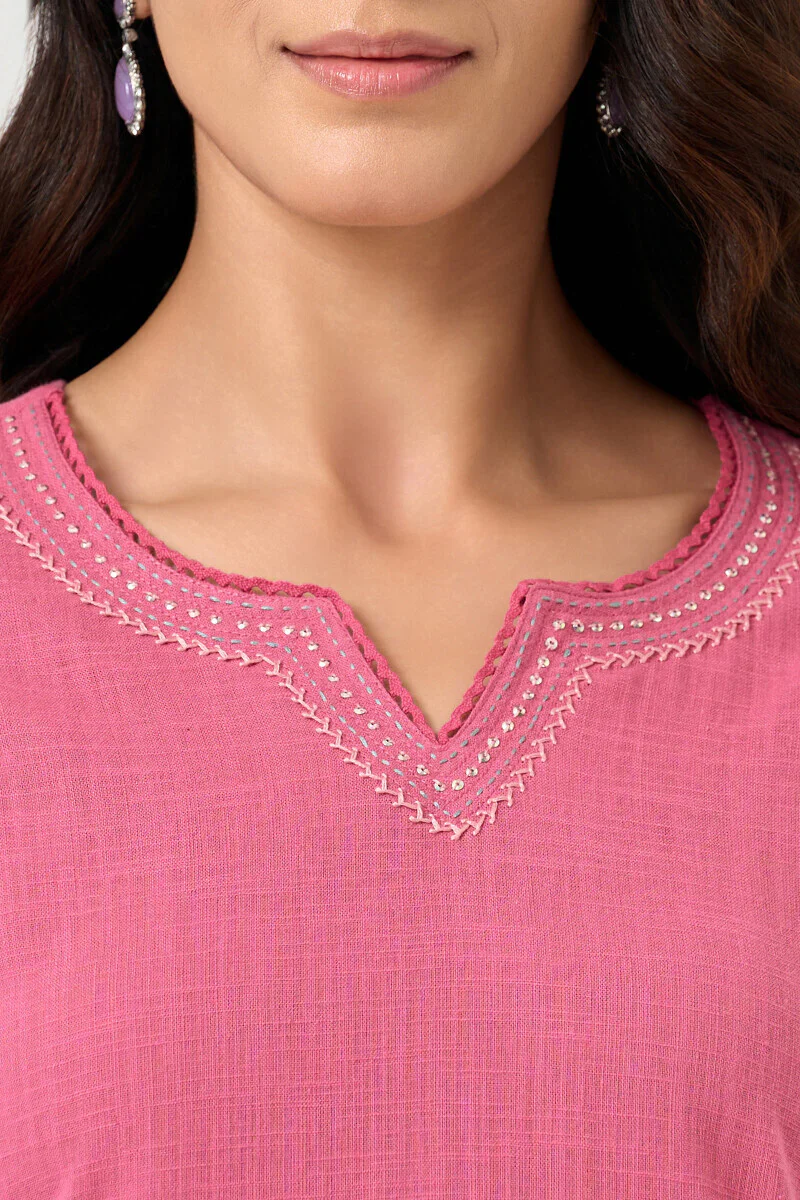 Surplus: Roza Zara Candy Pink Kurta - Image 4