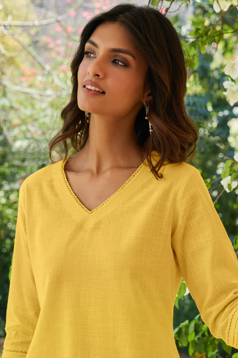 Surplus: Roza Zara Lemon Yellow Kurta - Image 3