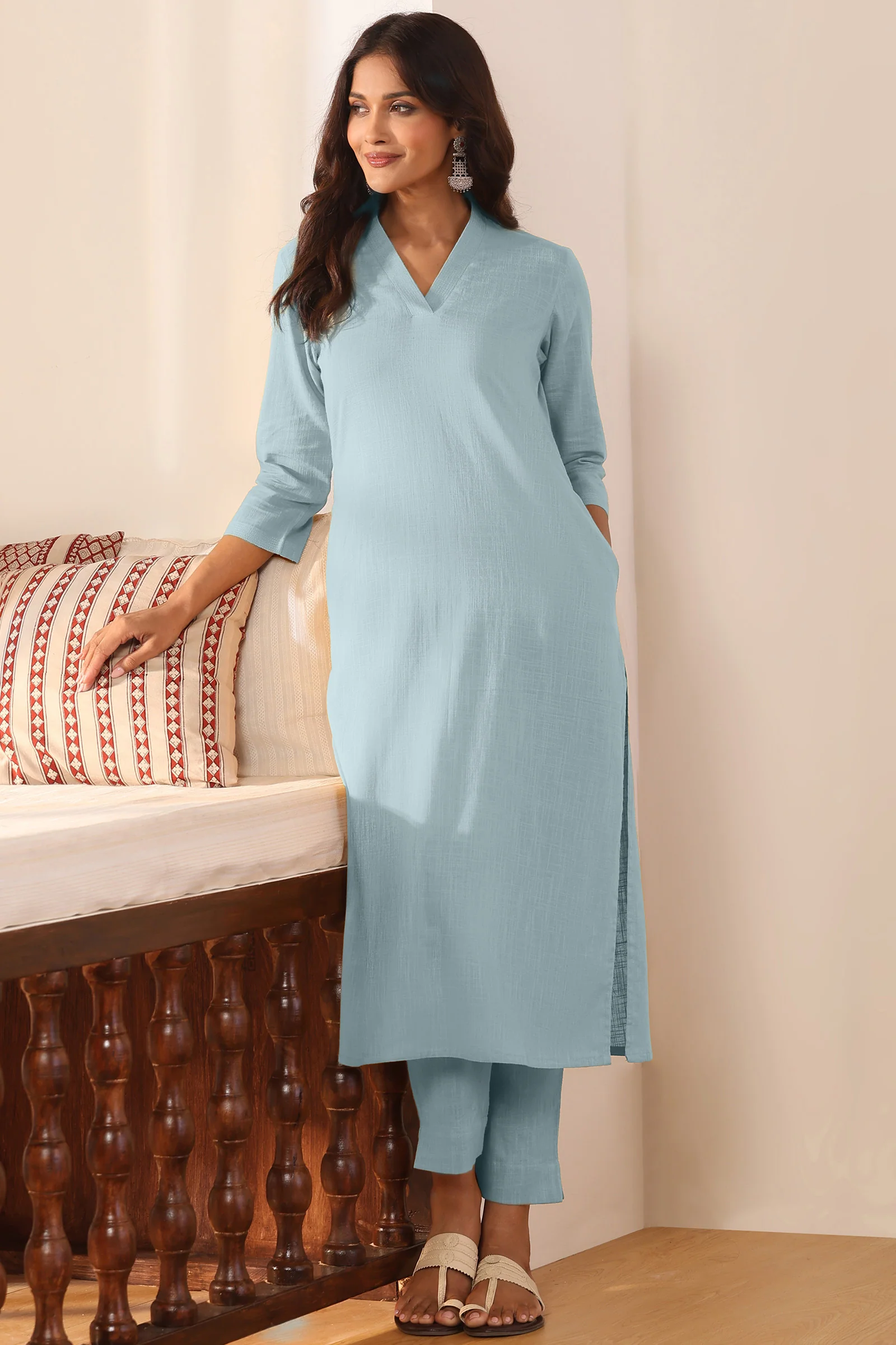 Roza Zehna Blue Narrow Pants - Image 3