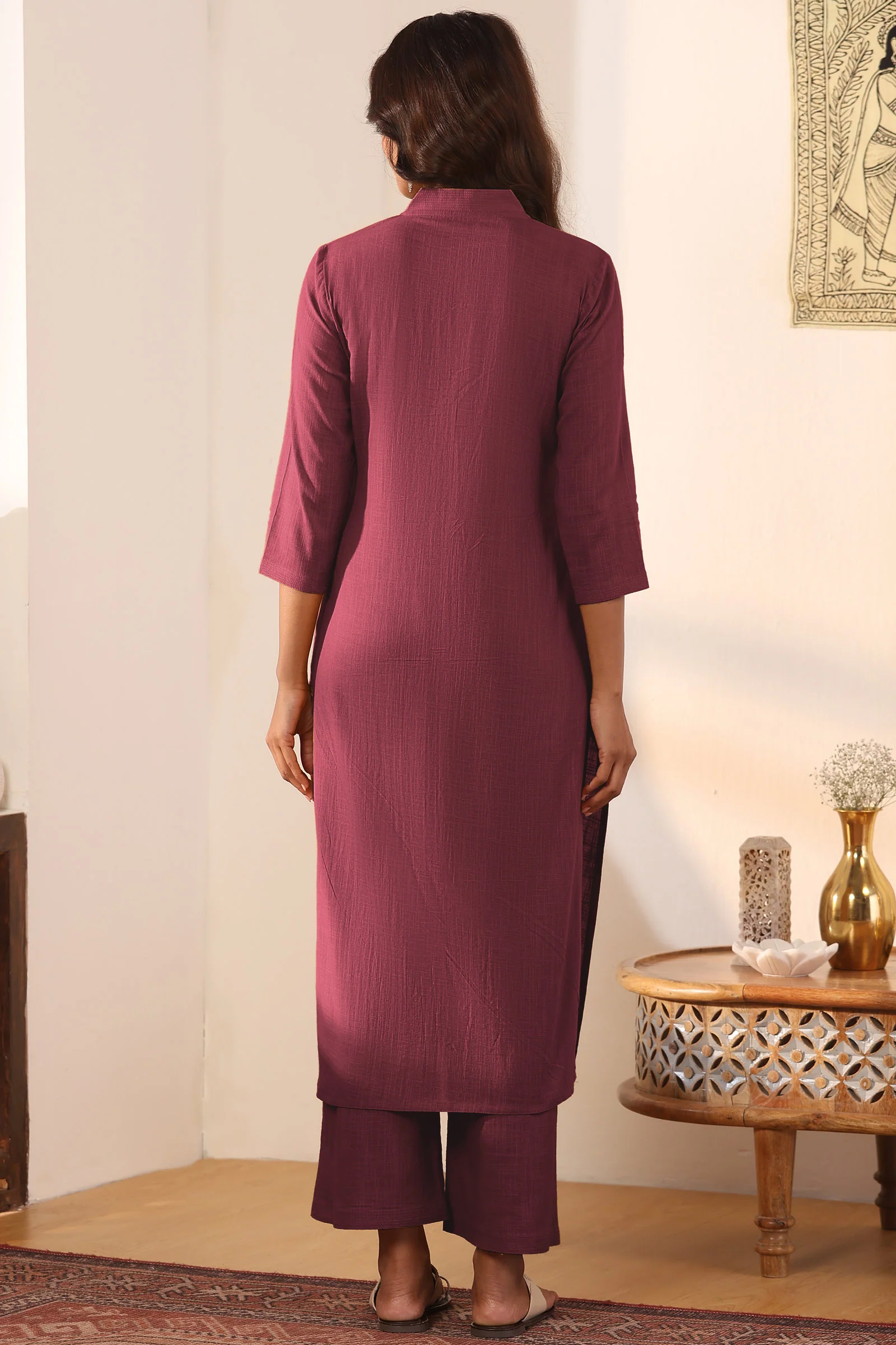 Roza Zehna Wine Kurta - Image 6