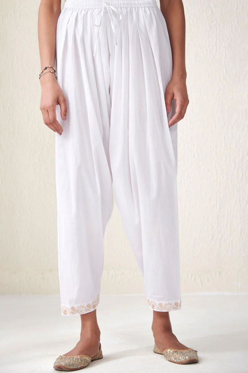 Roza Zeniya White Cotton Salwar