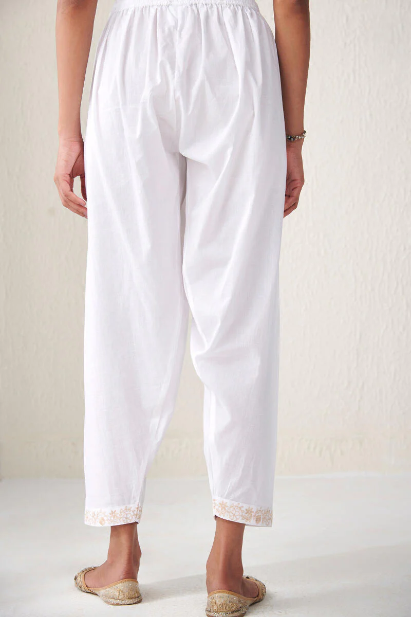 Roza Zeniya White Cotton Salwar - Image 4