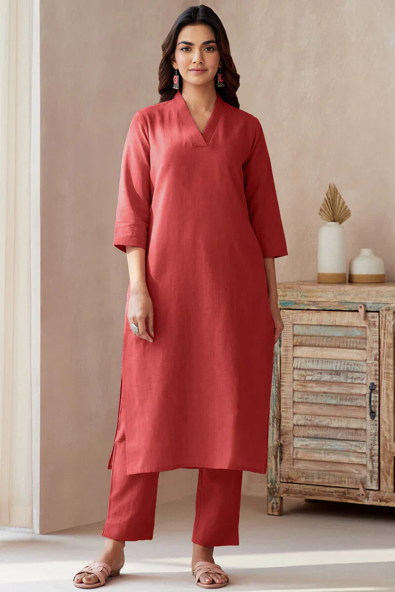 Surplus: Roza Zoya Brick Red Kurta - Image 2