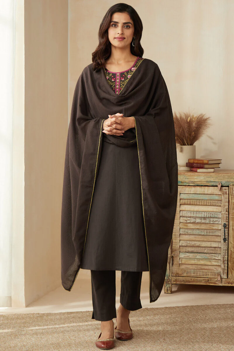 Roza Zoya Brown Kurta - Image 4