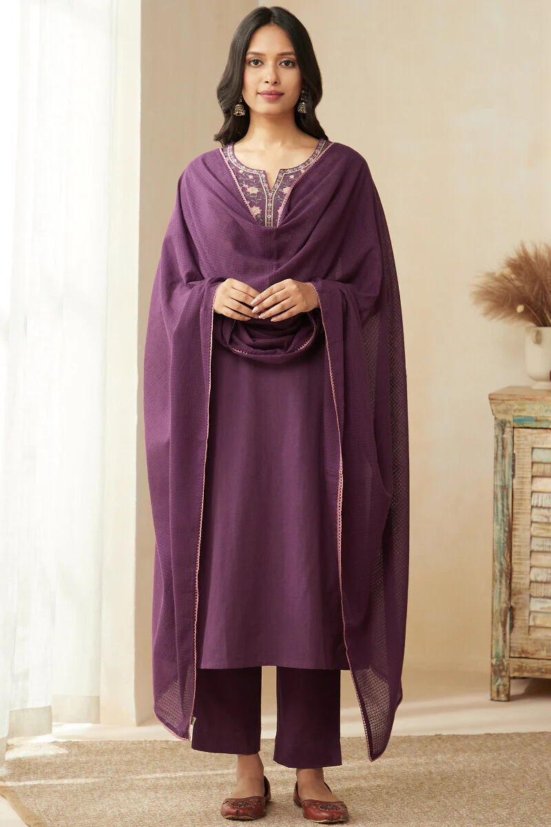 Roza Zoya Dark Purple Kurta - Image 4