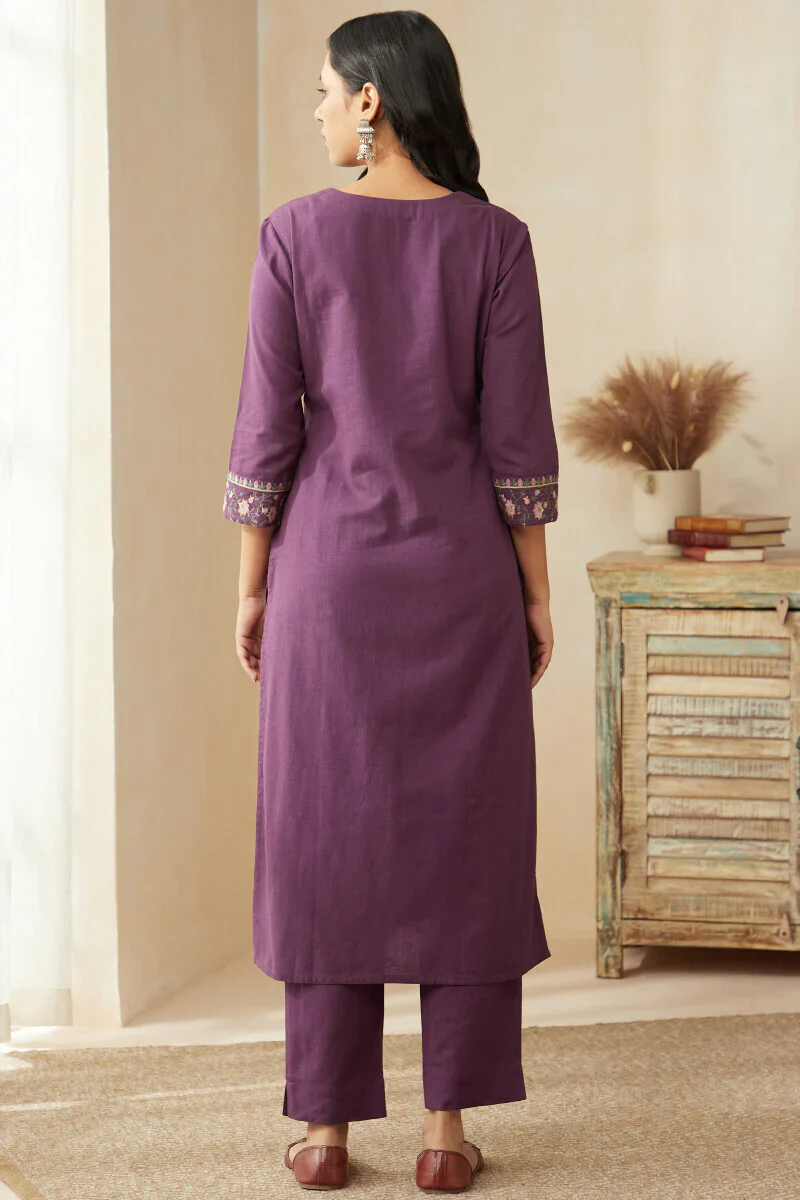 Surplus: Roza Zoya Dark Purple Kurta - Image 7