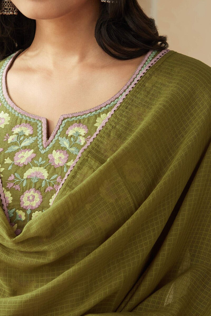 Roza Zoya Olive Green Dupatta - Image 2