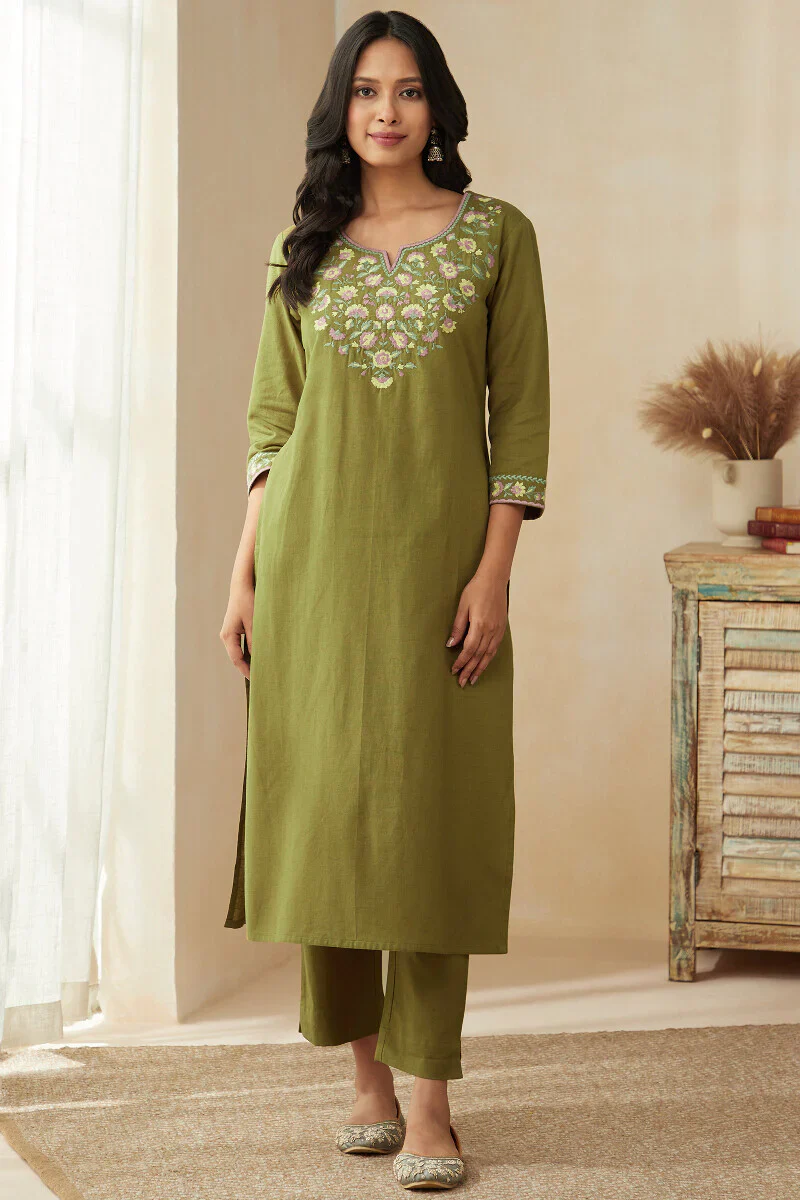 Roza Zoya Olive Green Kurta - Image 2