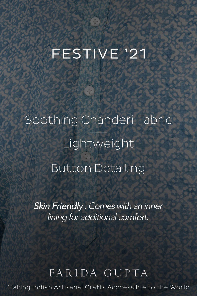 Ruzain Chanderi Block Printed Kurta - Image 8