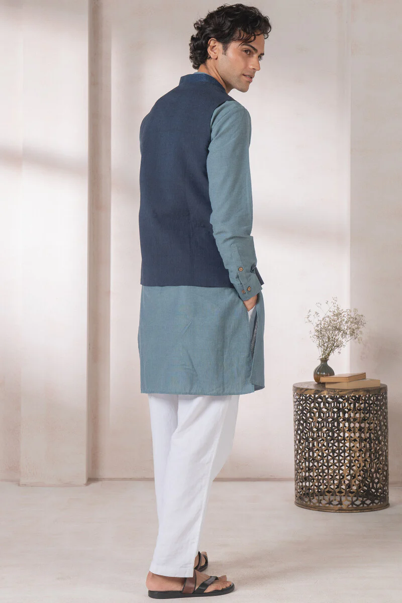 Samar Mihir Handloom Nehru Jacket - Image 5