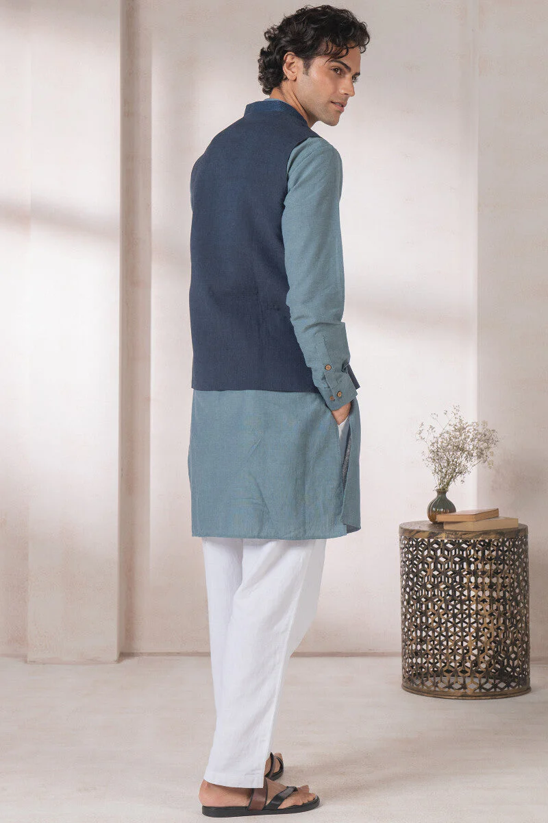 Samar Mihir Handloom Nehru Jacket - Image 5