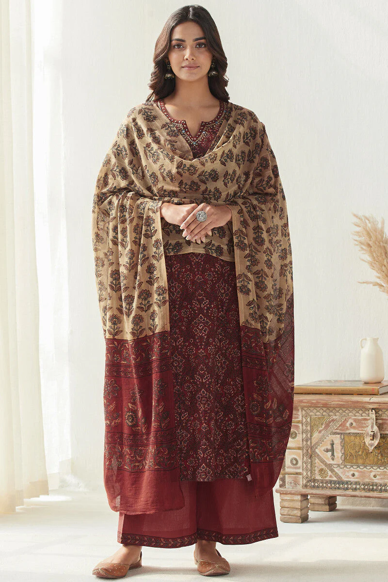 Sehra Aisha Ajrak Cotton Dobby Dupatta - Image 3