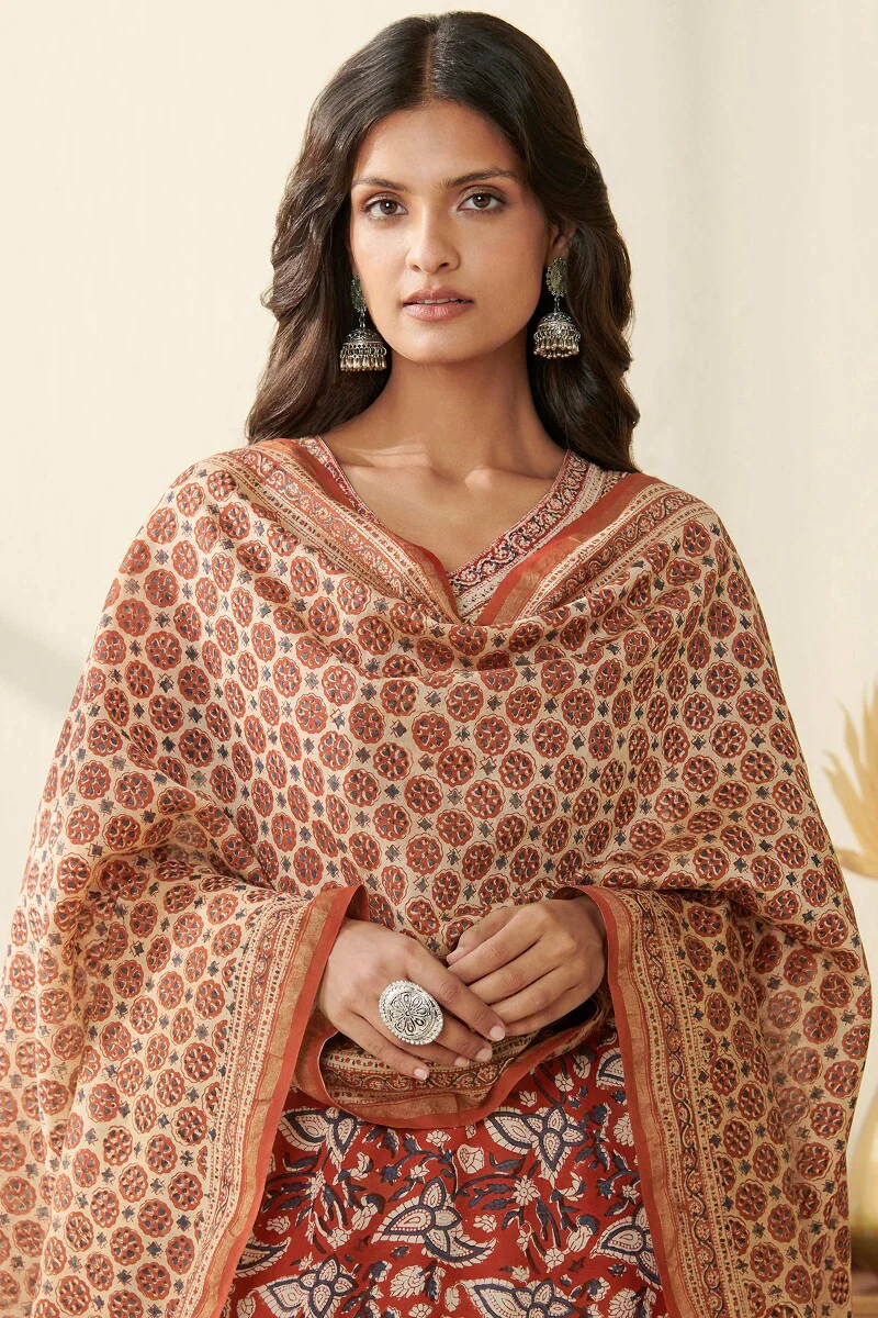 Sehra Darya Bagru Chanderi Dupatta