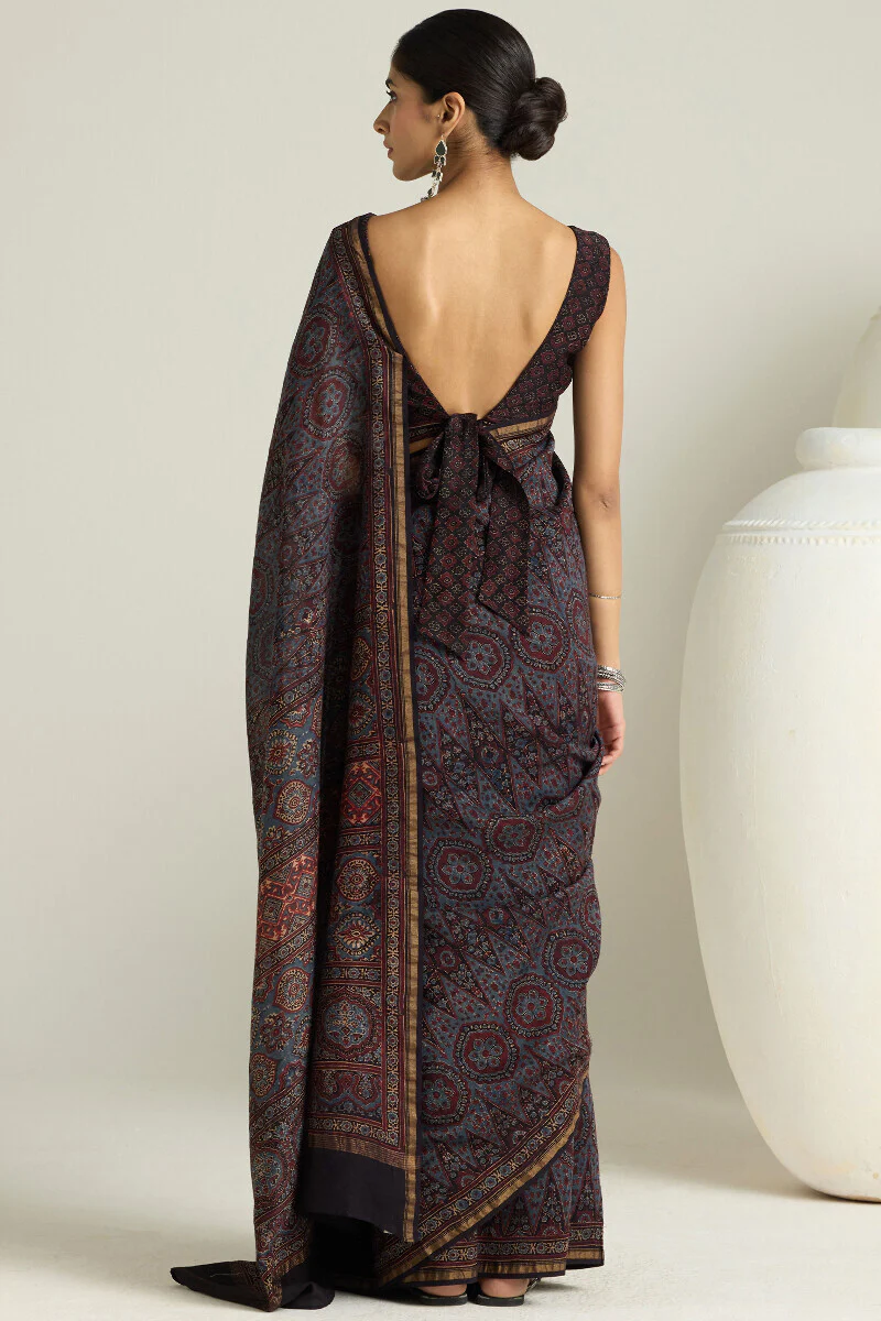 Sehra Mahzarin Ajrakh Chanderi Saree - Image 7