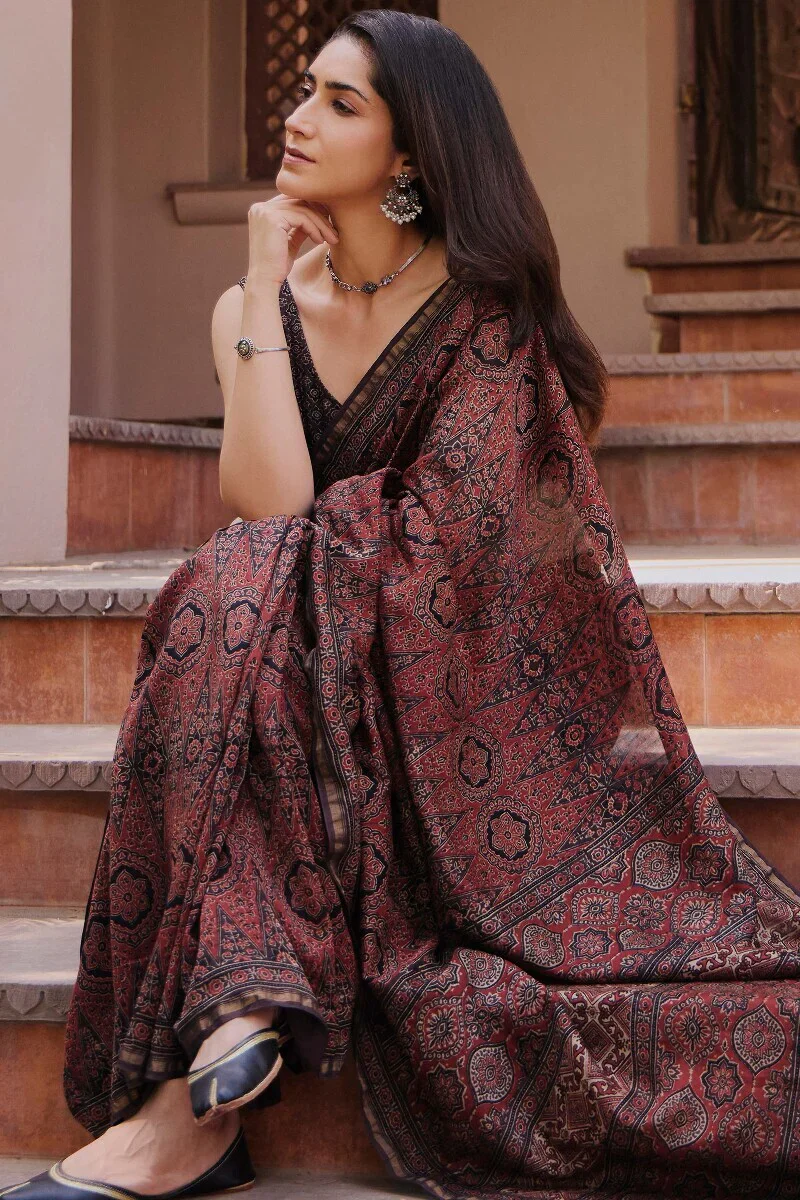 Surplus: Sehra Nahida Ajrakh Chanderi Saree - Image 5
