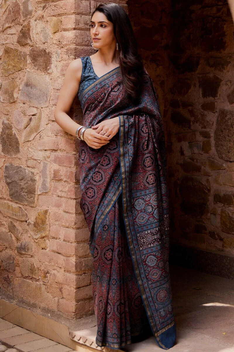 Sehra Rumi Ajrakh Chanderi Saree - Image 2