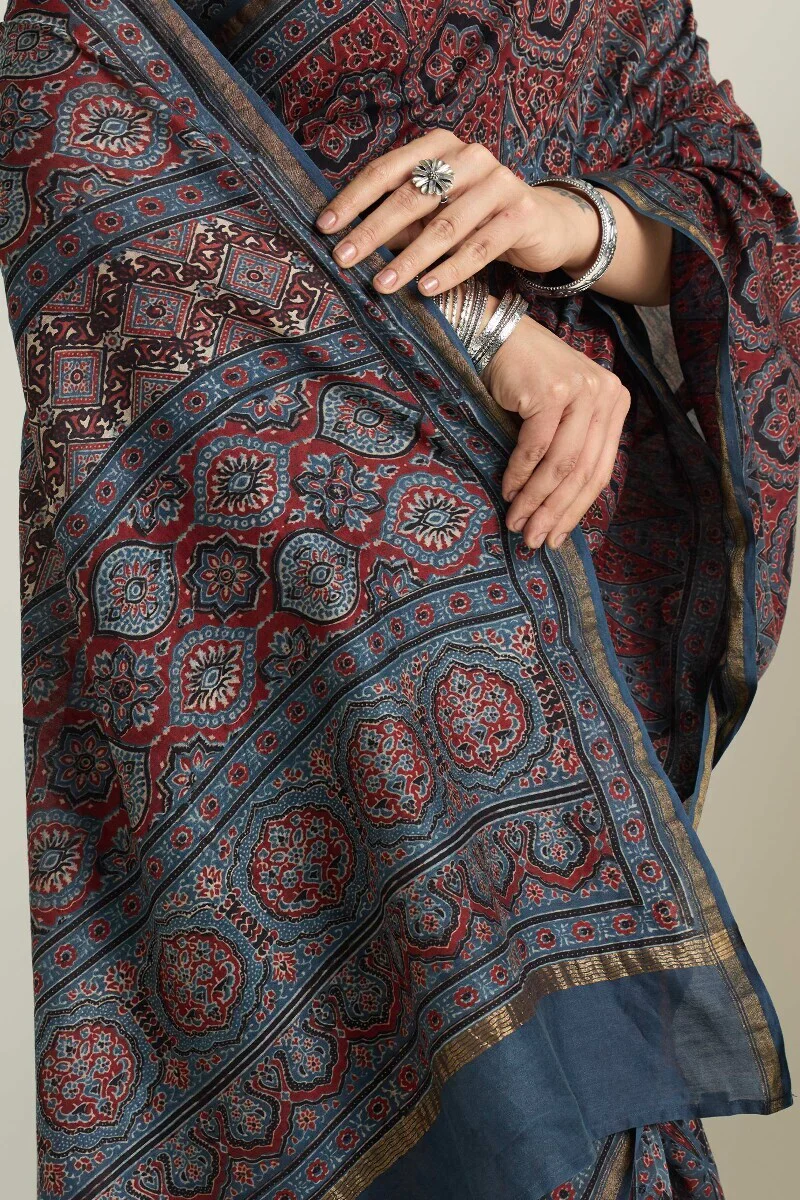 Sehra Rumi Ajrakh Chanderi Saree - Image 5